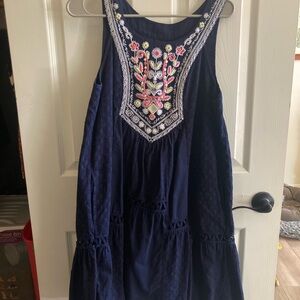 Anthropologie Maeve navy blue embroidered Dress, size 8